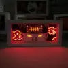 Anime LED Night Light MDF Wood Frame Paper Cut Lightbox for Bedroom Decoration Drop Shipping 5V Input Voltage AAA Battery Power