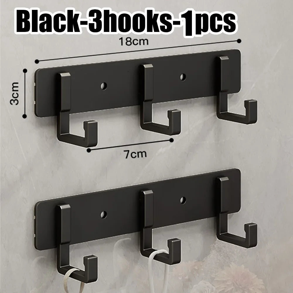 Household Black Hook Hanging Clothes Hanger Hanging Clothes Towel Hanger Bathroom Robe Hanging Heavy Kitchen Accessories