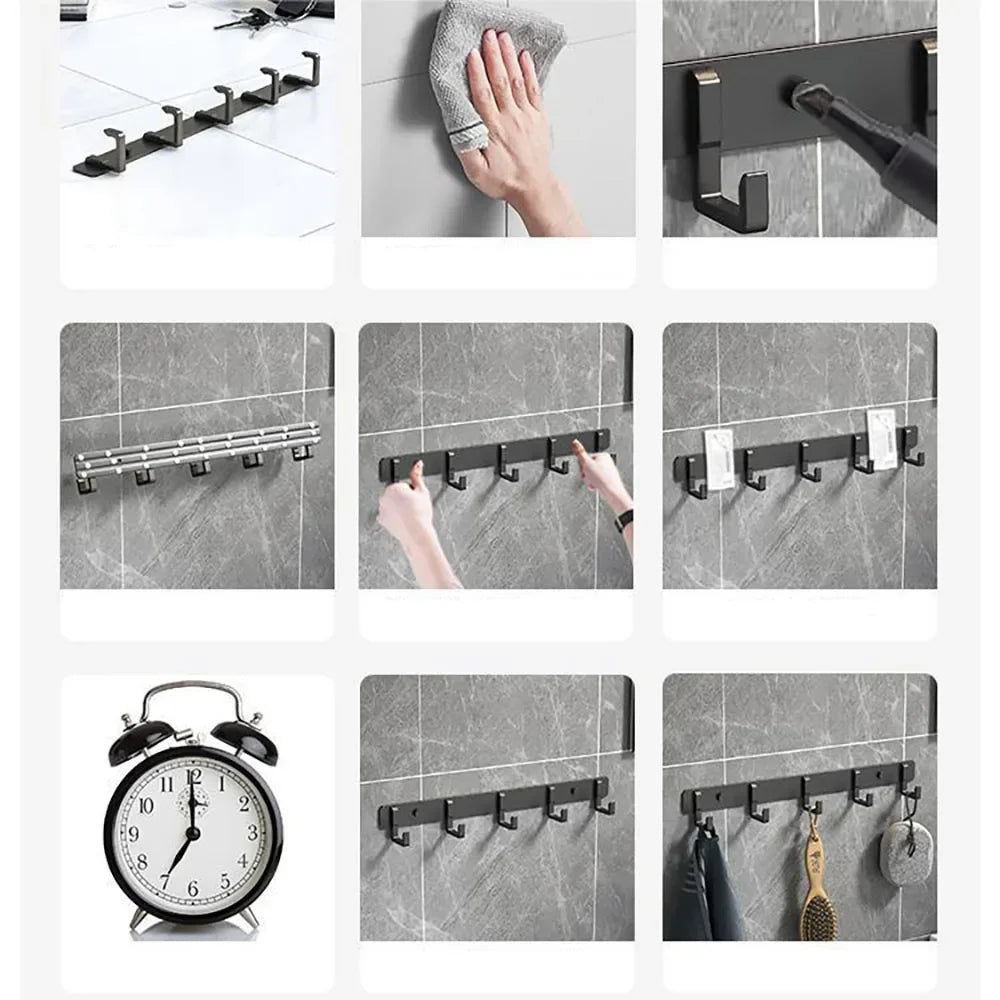 Household Black Hook Hanging Clothes Hanger Hanging Clothes Towel Hanger Bathroom Robe Hanging Heavy Kitchen Accessories