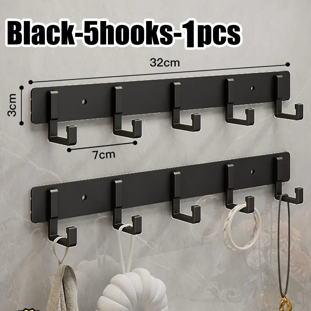 Household Black Hook Hanging Clothes Hanger Hanging Clothes Towel Hanger Bathroom Robe Hanging Heavy Kitchen Accessories